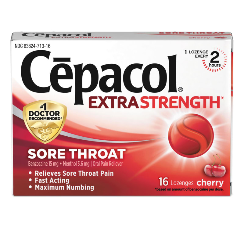 Cepacol RAC71016CT Extra Strength Sore Throat Lozenge, Cherry, 16/Box, 24 Boxes/Carton