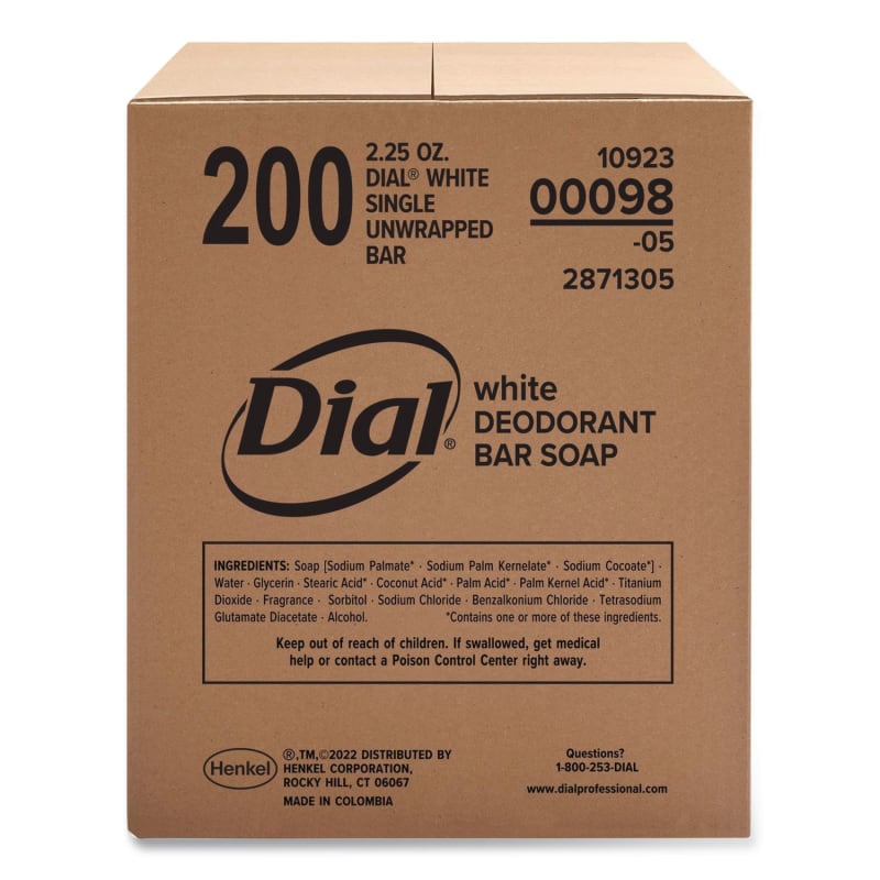 Dial Professional DIA00098 Antibacterial Deodorant Bar Soap, Clean Fresh Scent, 2.5 oz, 200/Carton