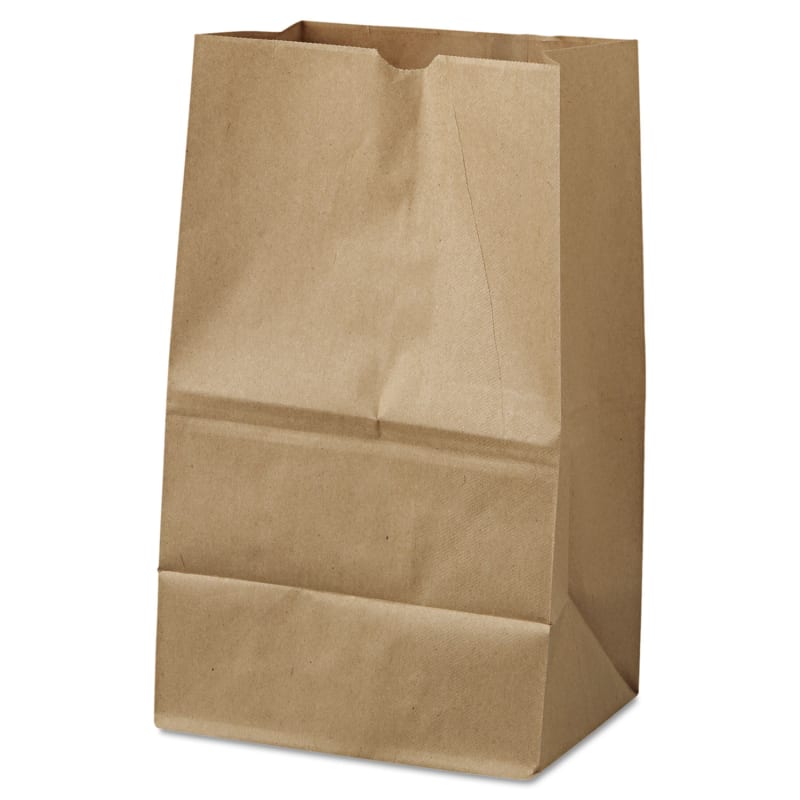 Ross & Wallace Paper Products BAGGK20S500 Grocery Paper Bags, 20# Squat Size, 40# Basis Weight, 8.13" x 5.88" x 12.5", Kraft, 500/Bundle