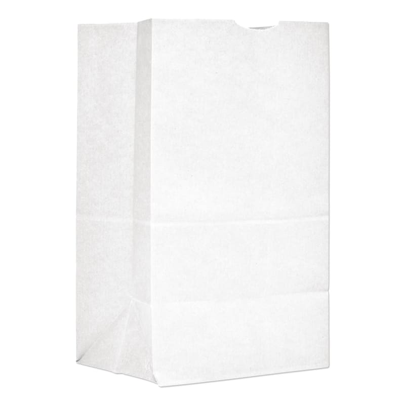 Ross & Wallace Paper Products BAGGW20S500 Grocery Paper Bags, 20# Squat Size, 40# Basis Weight, 8.13" x 5.88" x 12.5", White, 500/Bundle