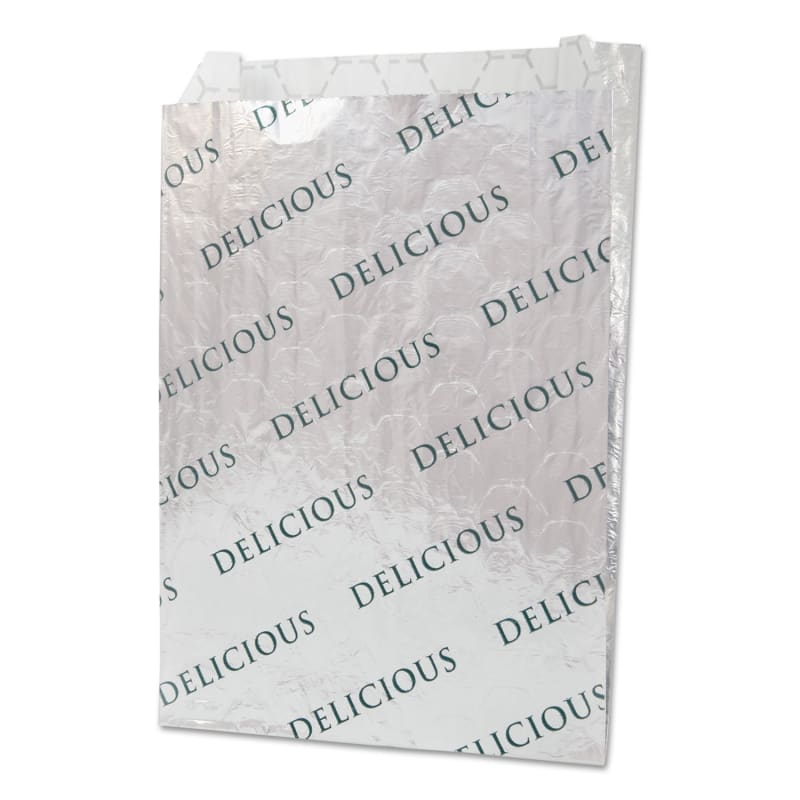 Bagcraft BGC300519 Foil/Paper/Honeycomb Insulated Bag, Delicious Labeling, 8" x 2" x 6", White, 1,000/Carton