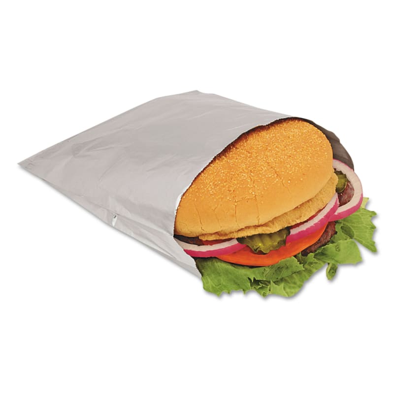 Bagcraft BGC300533 Foil Single-Serve Bags, Unlabeled Burger, 6" x 0.75" x 6.5", Silver, 1,000/Carton