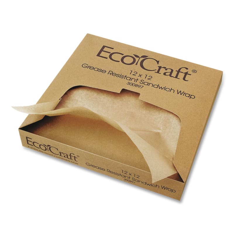 Bagcraft BGC300899 EcoCraft Grease-Resistant Paper Wraps and Liners, 14 x 14, Natural, 1,000/Box, 4 Boxes/Carton