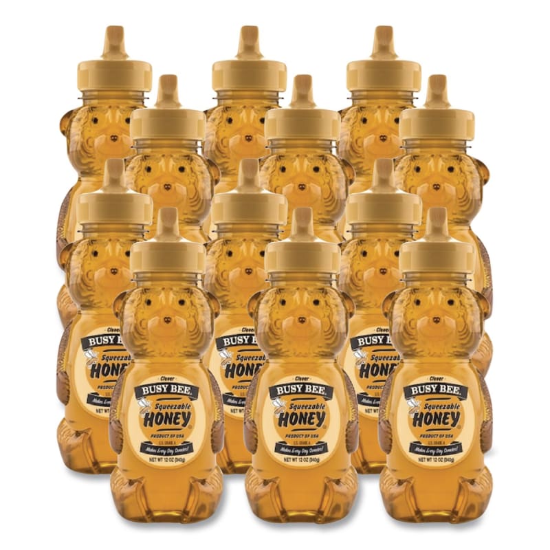 Busy Bee BKHBB1002 Clover Honey, 12 Oz Bottle, 12/carton