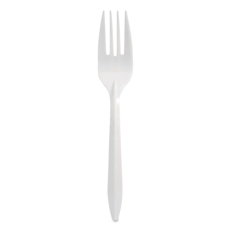 Berkley Square BSQ1012000 Mediumweight Polypropylene Cutlery, Fork, Plastic, White, 1,000/Carton