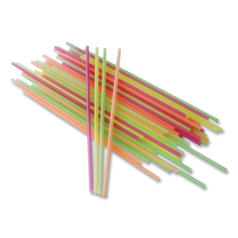 Berkley Square BSQ1241202 Neon Sip Sticks, 5.5" Polypropylene, Assorted Colors, 1,000/Pack