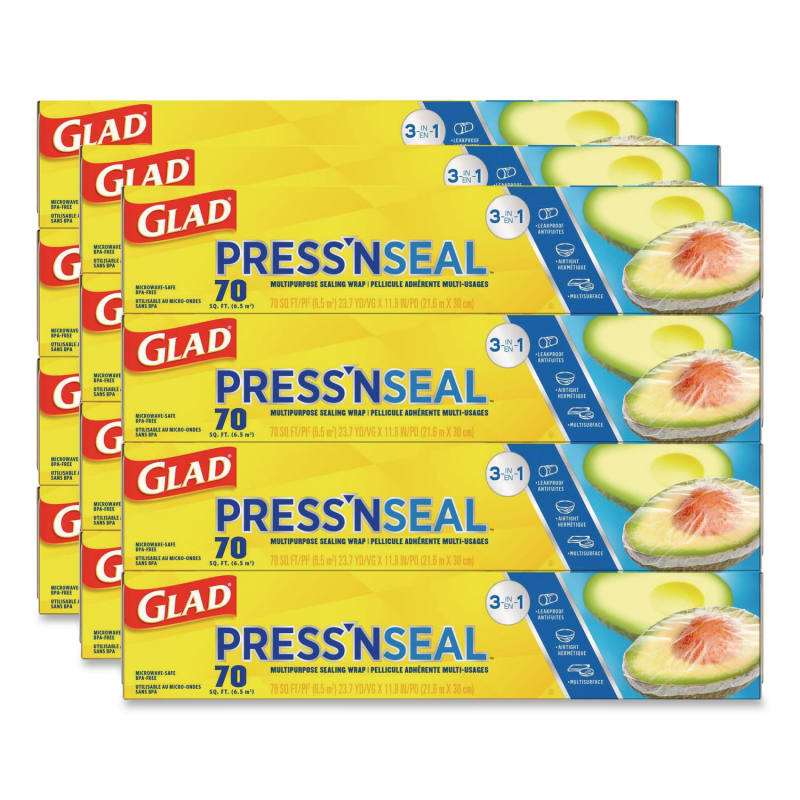 Glad CLO70441 Press'n Seal Food Plastic Wrap, 11.8" x 23.7 yd, 12/Carton