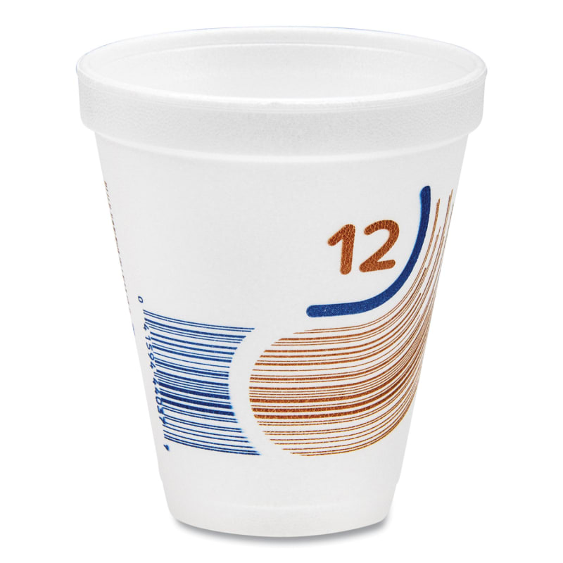 Dart DCC12J16B Breeze Hot/Cold Insulated Foam Drinking Cups, 12 oz, Brown/White/Blue, 1,000/Carton