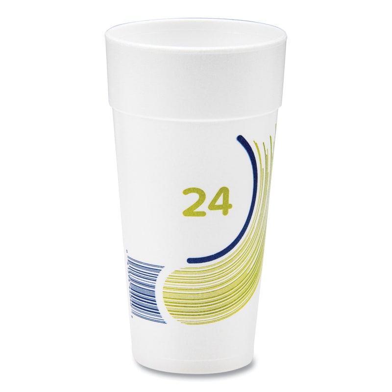 Dart DCC24J16B Breeze Hot/Cold Insulated Foam Drinking Cups, 24 oz, Green/White/Blue, 500/Carton