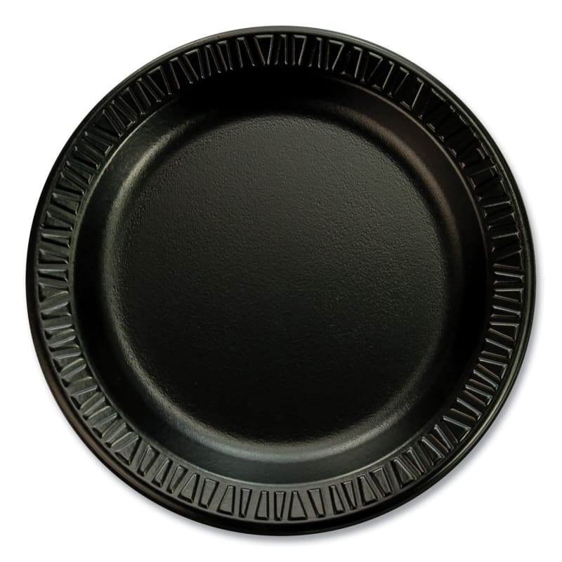 Dart DCC6PBQR Quiet Classic Laminated Foam Dinnerware Plates, 6" dia, Black, 125/Pack, 8 Packs/Carton