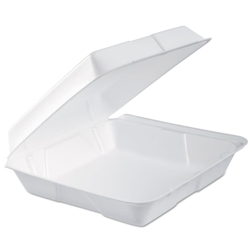 Dart 95HT1R Foam Hinged Lid Takeout Container, 9-1/2" x 9-1/4" x 3"
