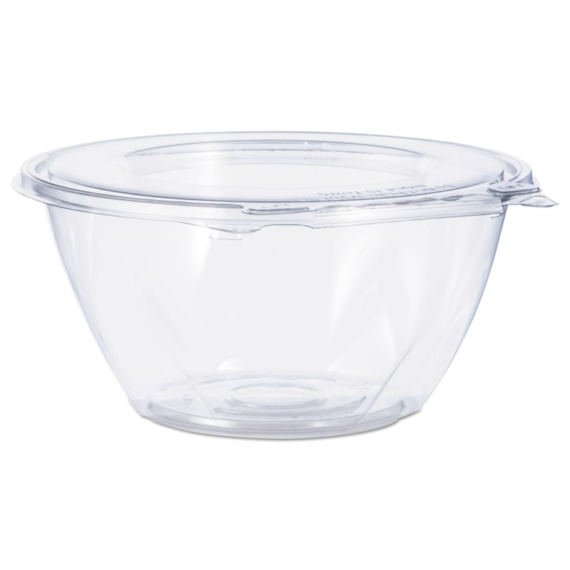 Dart DCCCTR32BF SafeSeal Tamper-Resistant, Tamper-Evident Bowls with Flat Lid, 32 oz, 7" Diameter x 3.2" h, Clear, Plastic, 150/Carton