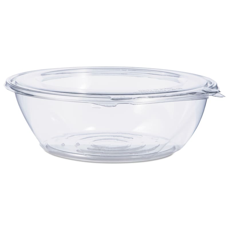 Dart DCCCTR48BF SafeSeal Tamper-Resistant, Tamper-Evident Bowls with Flat Lid, 48 oz, 8.9" Diameter x 2.8" h, Clear, Plastic, 100/Carton
