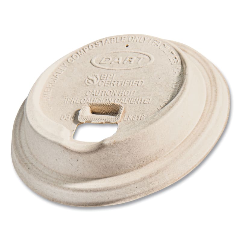Dart DCCLK316FBR Molded Fiber Lids for Paper Cups, ProPlanet Seal, Fits 10 oz to 24 oz Hot Cups, Tan, 1,000/Carton