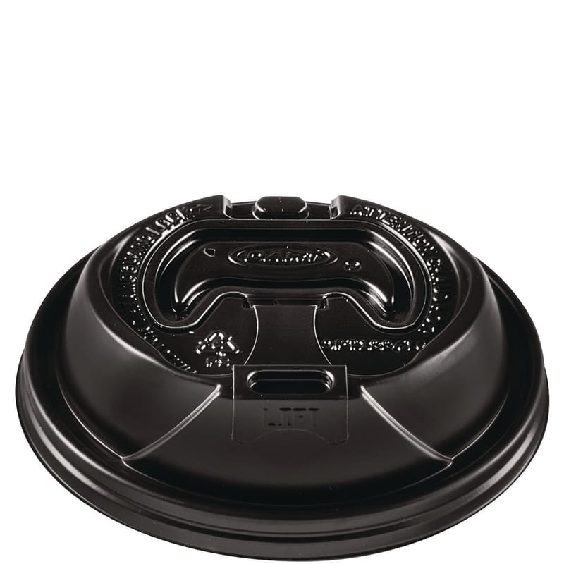 Dart DCCOPT1224TGB Optima Reclosable Lids for Hot Paper Cups, Fits 12 oz to 24 oz Hot Cups, Plastic, Black, 1,200/Carton