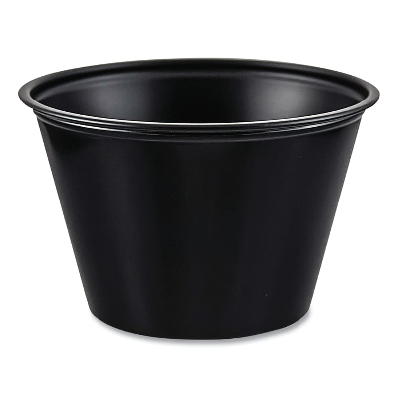 Dart DCCP400BLK Polystyrene Portion Cups, 4 oz, Plastic, Black, 250/Bag, 10 Bags/Carton