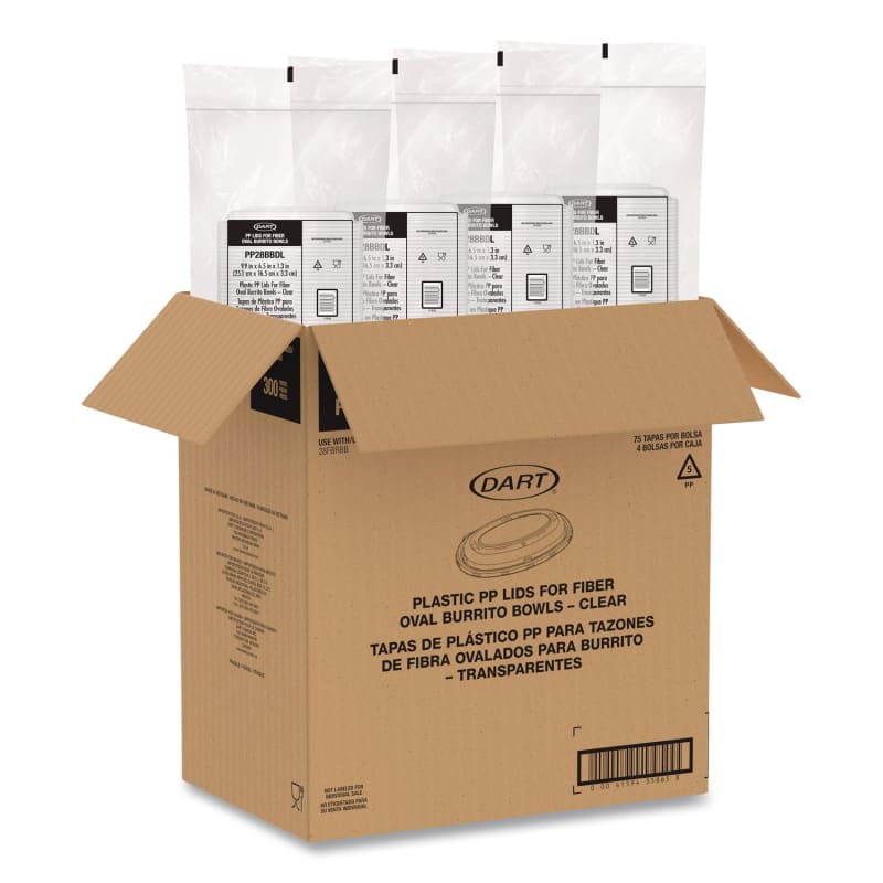 Dart DCCPP28BBDL Dome Covers and Lids, For 28 oz Container, 6.75 x 9.5 x 1.83, Clear, 300/Carton