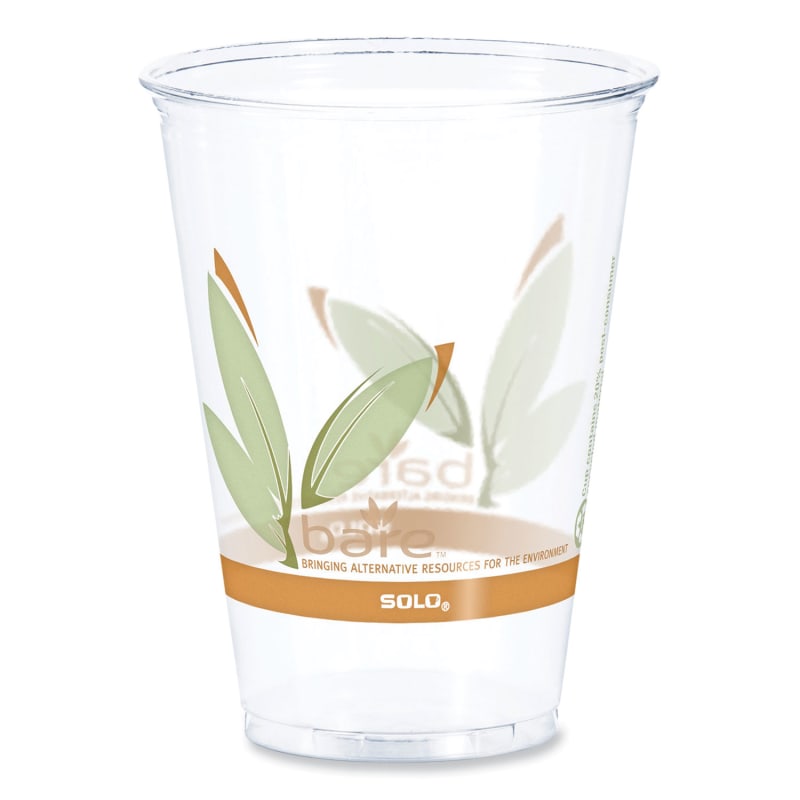 Dart DCCRTP10DBARE Bare Eco-Forward RPET Cold Cups, ProPlanet Seal, 10 oz, Plastic, Leaf Design, 1,000/Carton