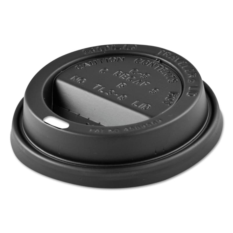 SOLO DCCTL1224TGB Traveler Sip Through Lids for ThermoGuard Hot Cups, Fits 12 oz to 24 oz Hot Cups, Plastic, Black, 1,200/Carton