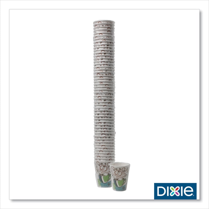 Dixie DXE5338CDWR PerfecTouch Hot Cups, Individually Wrapped, 8 oz, Paper, Coffee Haze Design, 50/Sleeve, 20 Sleeves/Carton