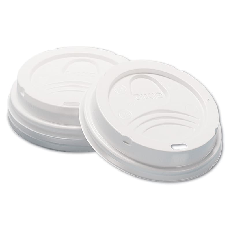 Dixie DXED9538 Dome Hot Drink Lids, WiseSize, Fits 8 oz Hot Cups, Plastic, White, 100/Sleeve, 10 Sleeves/Carton