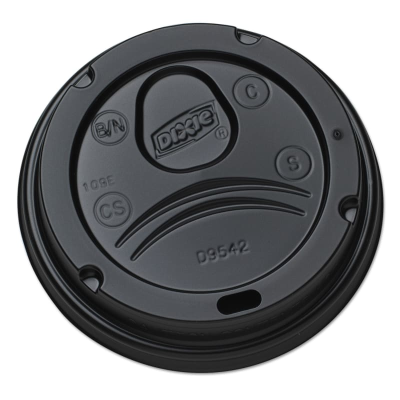 Dixie DXED9542B Drink-Thru Lids, Fits 10 oz to 20 oz Hot Cups, Plastic, Black, 1,000/Carton
