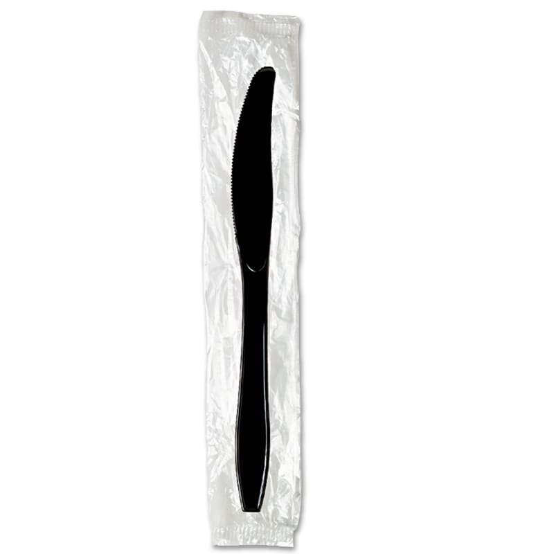 Dixie DXEKH53C7 Individually Wrapped Heavyweight Knives, Plastic, Black, 1,000/Carton