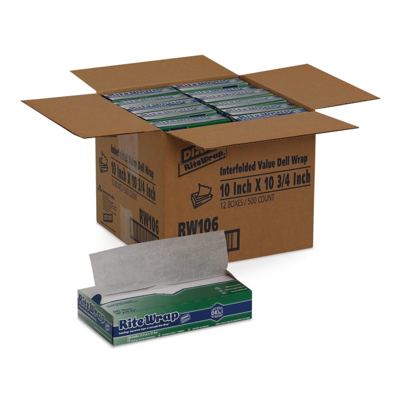 Dixie DXERW106 Rite-Wrap Dry Wax Lightweight Deli Paper, 10 x 10.75, 500 Sheets/Pack, 12 Packs/Carton