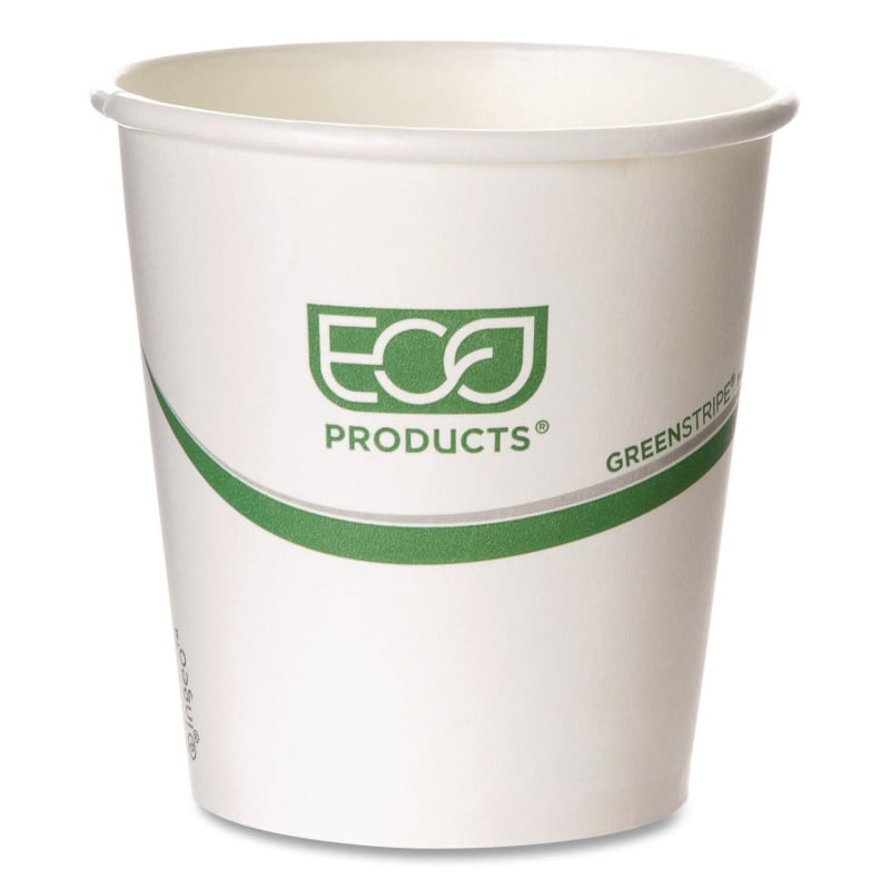 Eco-Products ECOEPBHC10GS GreenStripe Hot Cups, 10 oz, Paper, White, 50/Pack, 20 Packs/Carton