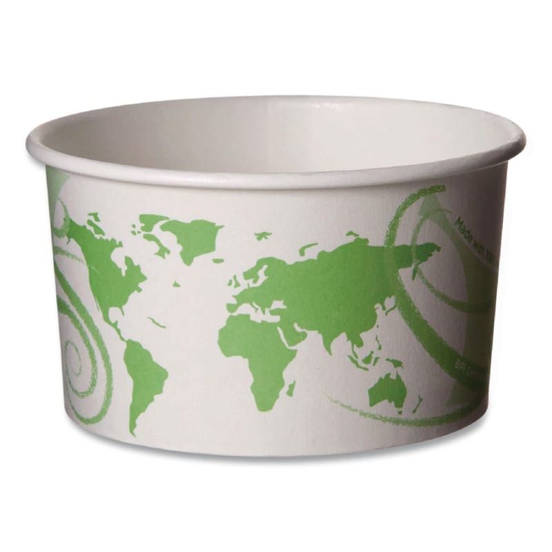 Eco-Products ECOEPBSC5WDL World Art PLA-Laminated Soup Containers, 5 oz, White/Green, Paper, 1,000/Carton