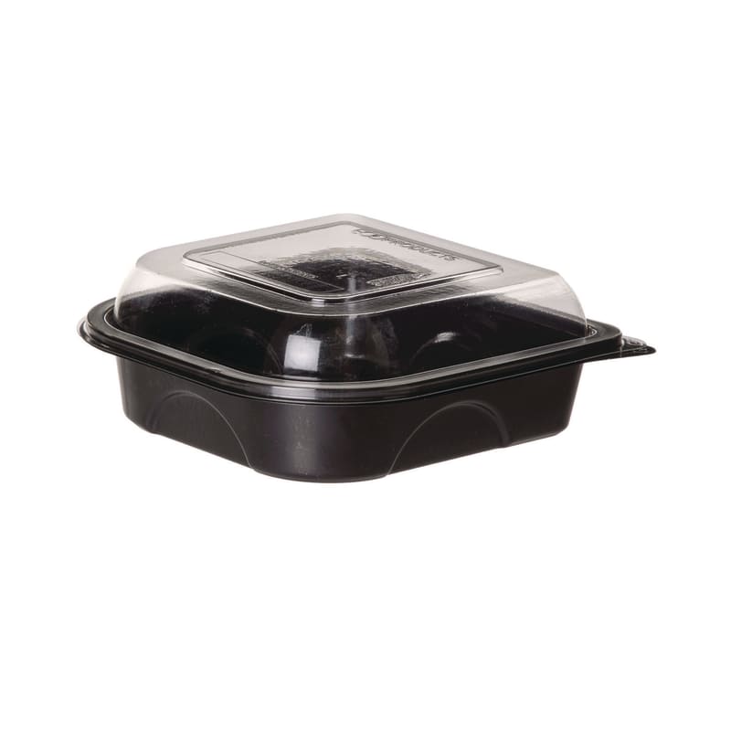 Eco-Products ECOEPPTOR6 100% Recycled Content 6" Premium Take Out Containers, 12.5 oz, Black Base/Clear Lid, Plastic, 50/Pack, 3 Packs/Carton