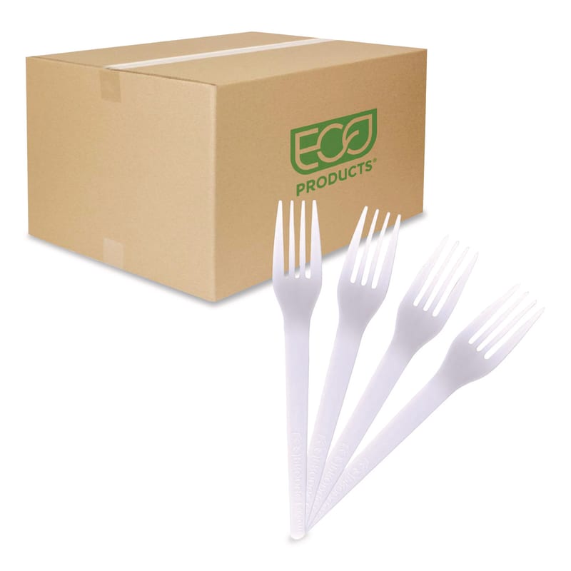Eco-Products ECOEPS017 Plantware CPLA Cutlery, Fork, White, 1,000/Carton