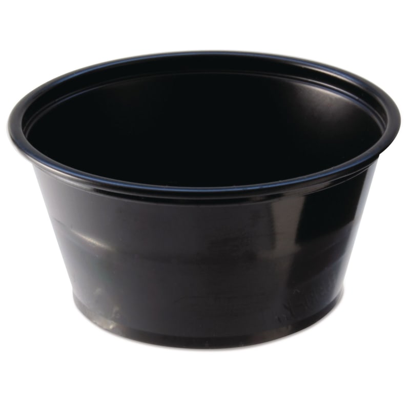 Fabri-Kal FABPC200B Portion Cups, 2 oz, Plastic, Black, 250/Sleeve, 10 Sleeves/Carton