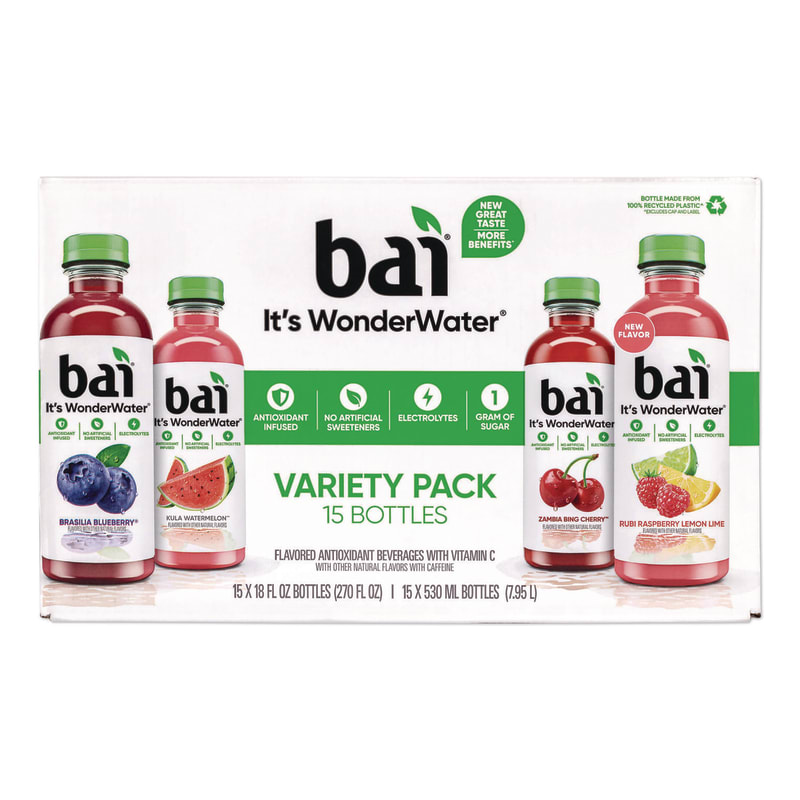Bai GRR22000656 Antioxidant Infused Beverage, Variety Pack, 18 oz Bottle, 15/Carton