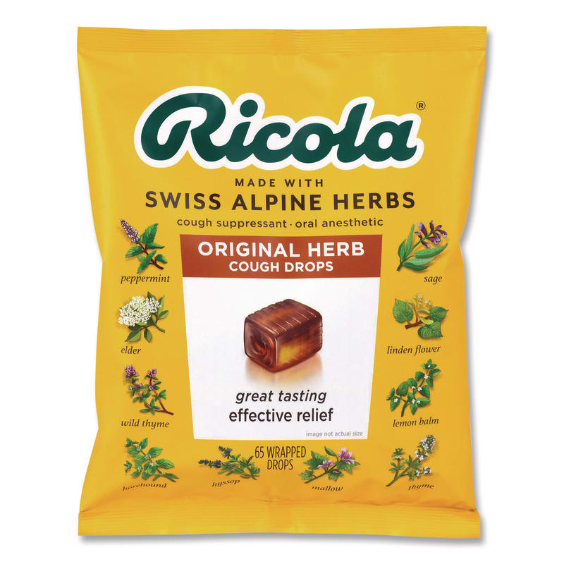 Ricola GRR22002532 Cough Drops, Original Herb, 65/Bag, 2 Bags/Pack