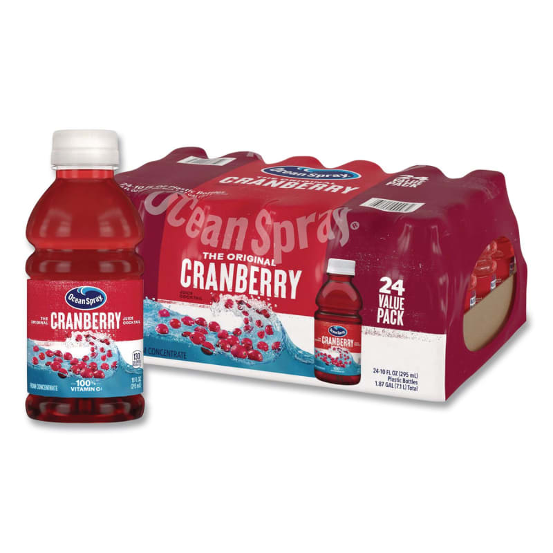 Ocean Spray GRR22002661 Cranberry Juice Cocktail, Cranberry, 10 oz Bottle, 24/Carton