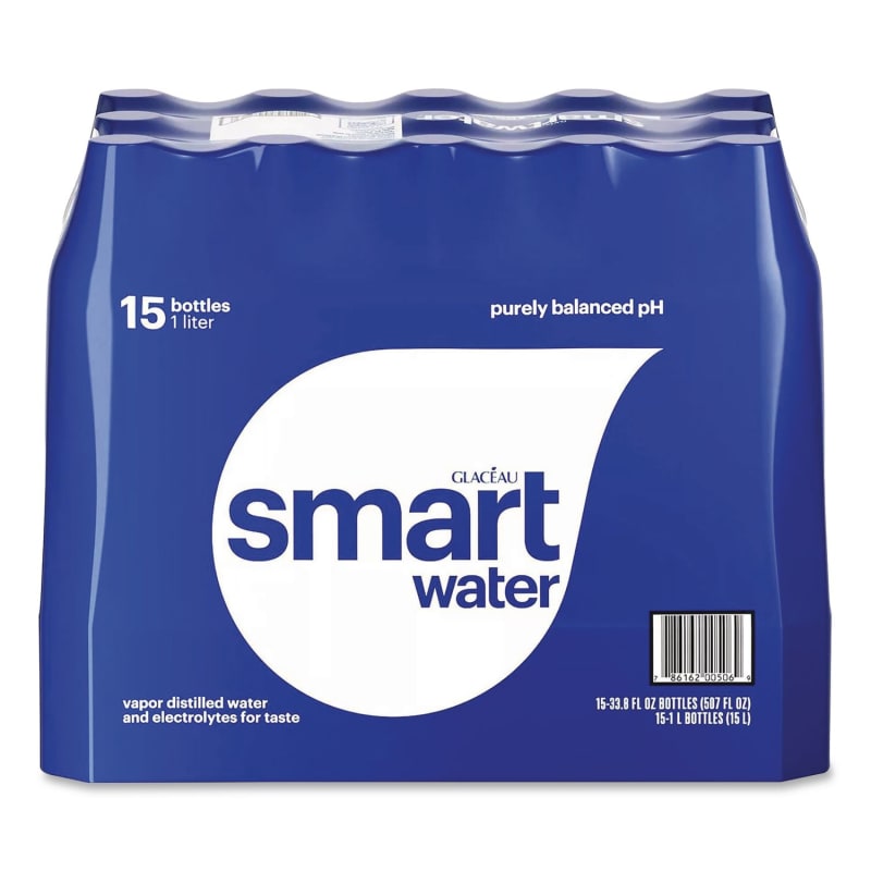 smartwater GRR22002684 Vapor-Distilled Water, Unflavored, 33.8 oz Bottle, 15/Carton