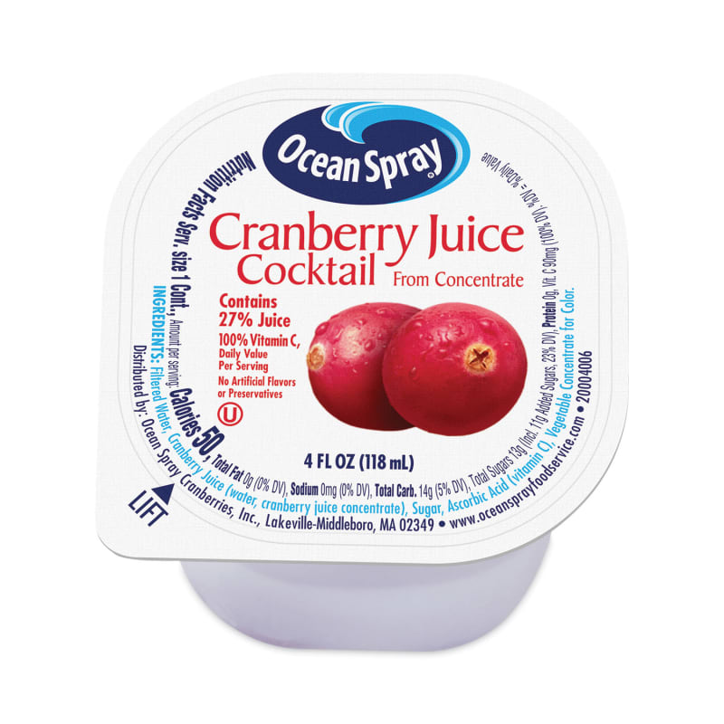 Ocean Spray GRR30700003 Cranberry Juice Drink, Cranberry, 4 oz Cup, 48/Carton