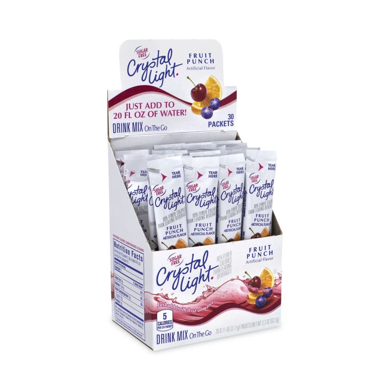 Crystal Light GRR30700156 On-The-Go Sugar-Free Drink Mix, Fruit Punch, 0.11 oz Single-Serving Tubes, 30/Box, 2 Boxes/Carton