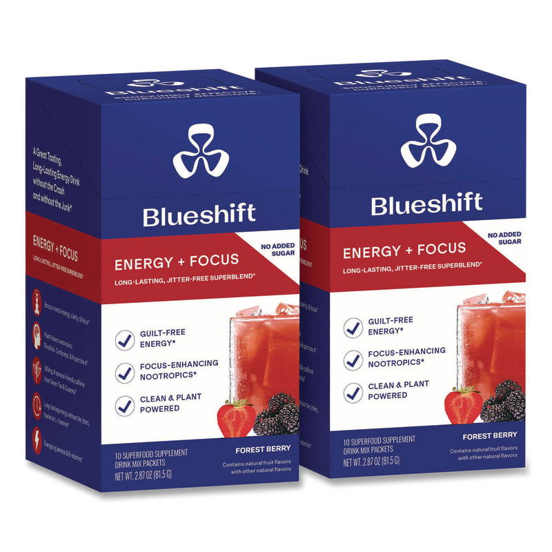 Blueshift GRR60004167 Energy and Focus Forest Berry Drink Mix, 0.24 oz Packets, 10/Pack, 2 Packs/Carton