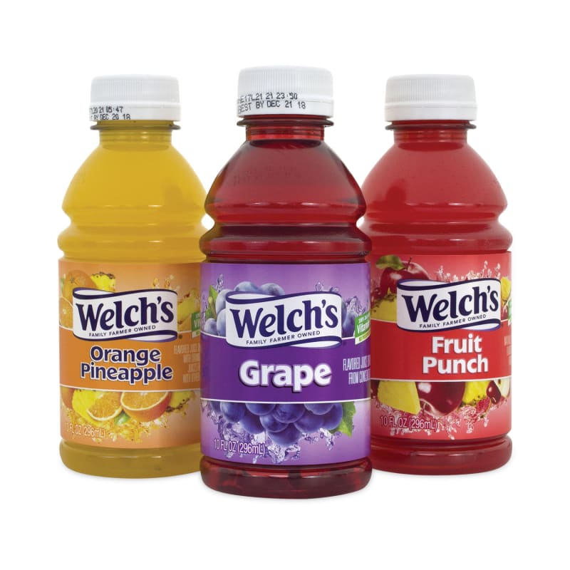 Welch's GRR90000105 Fruit Juice Variety Pack, Fruit Punch, Grape, and Orange Pineapple, 10 oz Bottles, 24/Carton