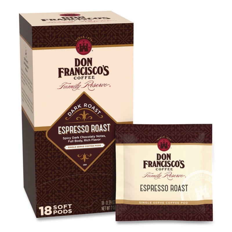 Don Francisco's Coffee GVNFGS14507 Espresso Roast Soft Pods, 18/Box