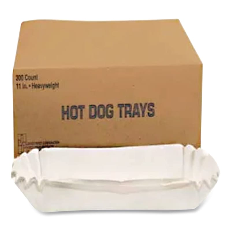 Hoffmaster HFM610740 Fluted Hot Dog Trays, 6 x 2 x 2, White, Paper, 500/Sleeve, 6 Sleeves/Carton