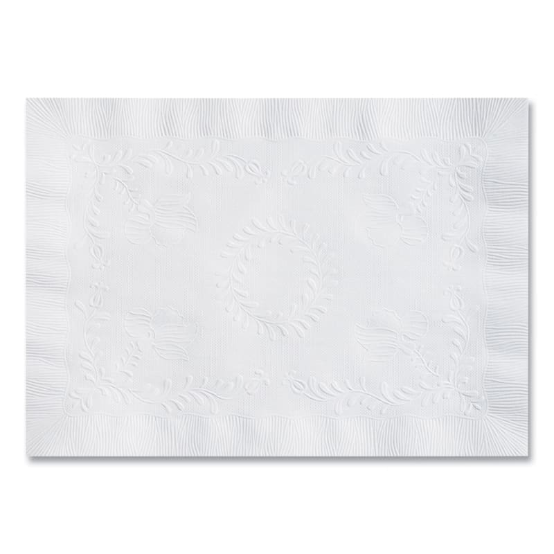 Hoffmaster HFMPM30659 Placemats, Anniversary Embossed Surface, Straight Edges, 14" x 10", White, 1,000/Carton