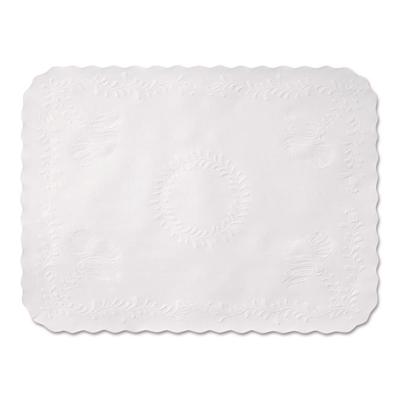 Hoffmaster HFMTC8704472 Scalloped Edge Traymat, Anniversary Embossed Surface, 19" x 14", White, 1,000/Carton