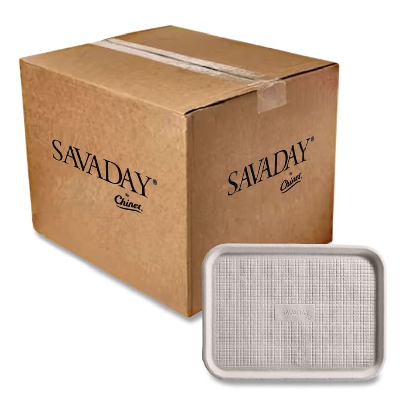 Chinet HUH20804CT Savaday Molded Fiber Food Trays, 14 x 18, White, Paper, 100/Carton