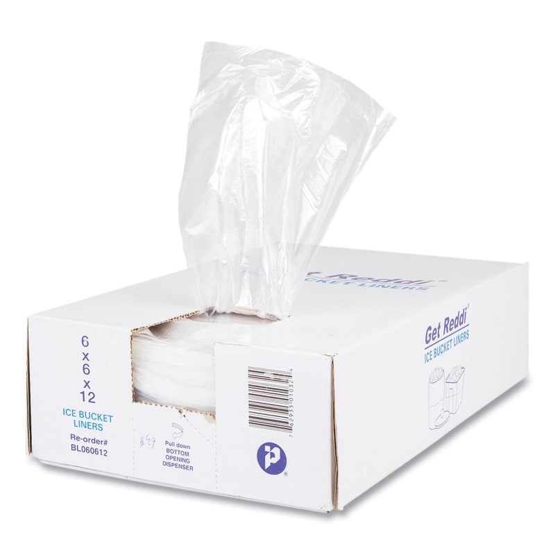 Inteplast Group IBSBL060612 Ice Bucket Liner Bags, 96 oz, 6" x 6" x 12", Clear, 1,000/Carton