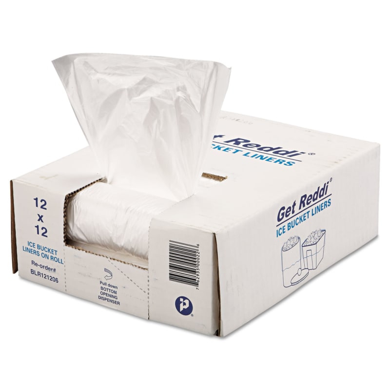 Inteplast Group IBSBLR121206 Ice Bucket Liner Bags, 96 oz, 12" x 12", Clear, 1,000/Carton