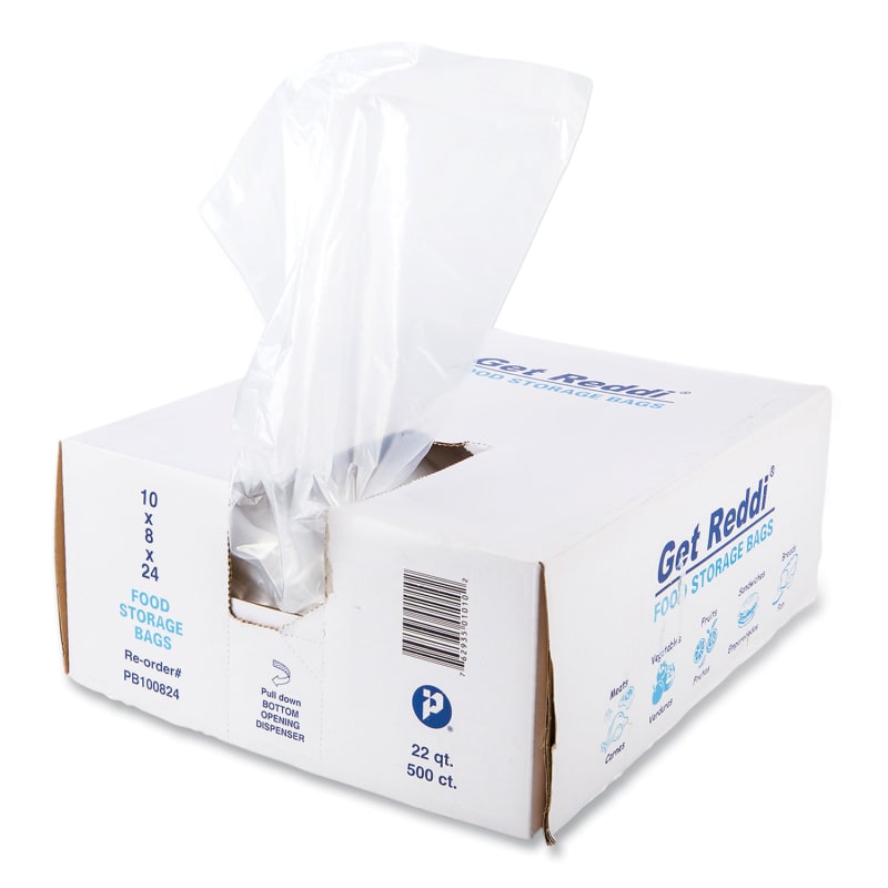 Inteplast Group IBSPB100824 Food Bags, 5.5 Gallon, 10" x 8" x 24", Clear, 500/Carton