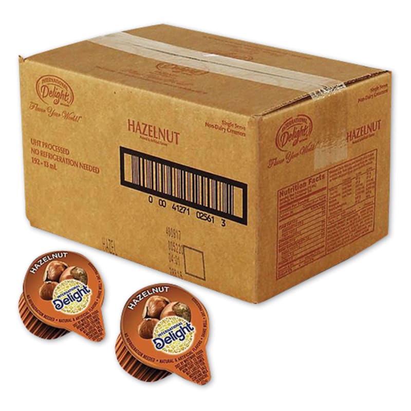 International Delight ITDUPC0256100 Flavored Liquid Non-Dairy Coffee Creamer, Hazelnut, 0.44 oz Mini Cups, 192 Cups/Carton